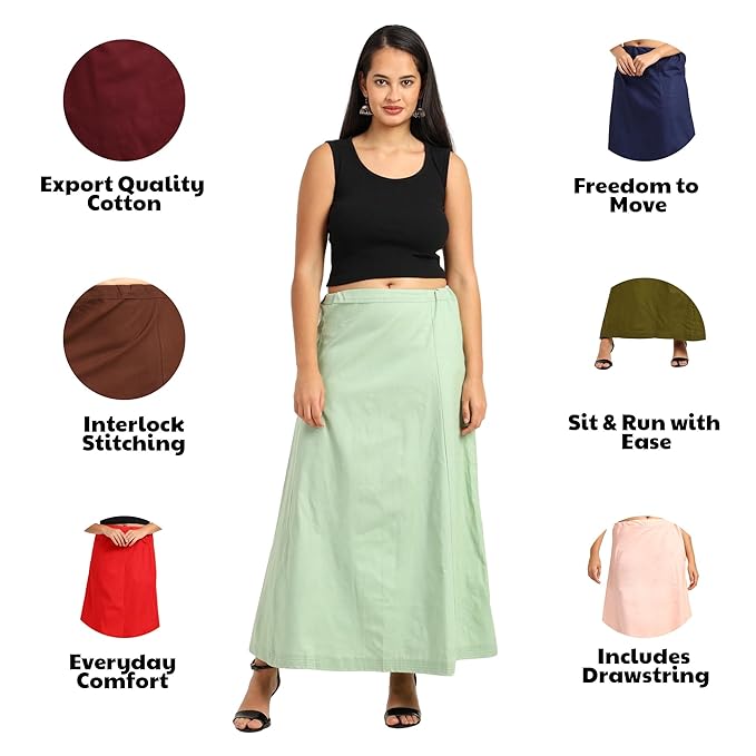 Anchal Computer Pure Cotton Petticoat for Saree | Soft Breathable Cotton Saree Petticoat for Women